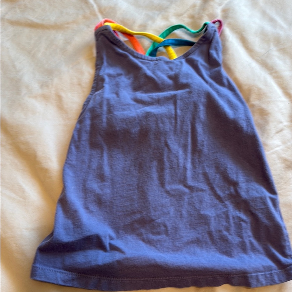 Mini Boden Girls Purple Tank Top with Rainbow Straps - Size 6-7